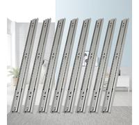 Fiqops Lot de 8 rails de tiroir, 600 mm, extension complète, 45 kg de charge, robustes, roulements à billes, fermeture douce, montage facile, 8 pièces