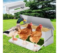 Fiqops Mangeoire automatique pour poules, 5 kg, mangeoire avec pédale automatique et couverture étanche, nourriture pour volailles, étanche et anti-rats