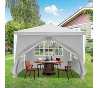Fiqops Pavillon Réceptions de mariage Tente de réception PE Facile à monter 3x3m Blanc