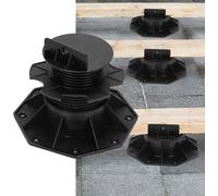 Fiqops plots 60-140 MM pour lames de terrasse Extérieur en bois WPC Sous-construction plastique réglable en hauteur Terrasse Abri de jardin Kit complet 60-140 MM 50 pièces
