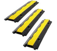 Fiqops Pont de câbles à 2 canaux - 101 x 25 x 5 cm - Jaune - 2000 kg de capacité de charge - Caoutchouc vulcanisé - Design modulaire - Protection contre les dépassements pour les câbles - Tapis de