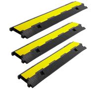 Fiqops Pont de câbles en caoutchouc - Lot de 9 - 101 x 25 x 5 cm - Jaune - 2000 kg de capacité de charge - Protection contre les dépassements - Modulaire - Visible en faible luminosité