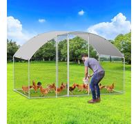 Fiqops Poulailler 3 x 2 x 2 m - En métal - Enclos d'extérieur - Cage à poules - Clapier pour petits animaux - Avec bâche de toit - Enclos pour animaux de compagnie - Pour poules, volailles, petits