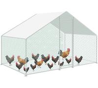 Fiqops Poulailler Poulailler 3x2x2m Enclos XL avec serrure Enclos extérieur Acier galvanisé Petit poulailler Enclos pour petits animaux Poulailler pour volailles