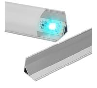 Fiqops Profilés LED en Aluminium en Forme de V - Lot de 10 x 1 m pour Bandes (Jusqu'à 11 mm de Large) - Avec Embouts et Clips de Montage - Canal et Diffuseur pour Éclairage LED