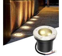 Fiqops Projecteur encastrable extérieur LED 3W blanc chaud IP65 - Spot d'éclairage de sol noir rond - Luminaire encastrable jardin étanche pour terrasse/piscine,Résistant au passage 230V