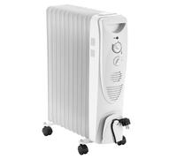 Fiqops Radiateur électrique à huile, 11 éléments chauffants, 3 puissances, turbo-ventilation 2500W avec roulettes
