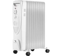Fiqops Radiateur électrique à huile, 11 éléments chauffants, 3 puissances, turbo-ventilation 2500W avec roulettes