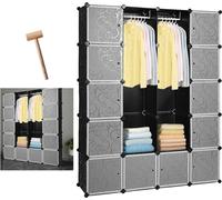 Fiqops Système d'étagères Armoire Penderie DIY Armoire Étagère de salle de bain 20 cubes Étagère enfichable