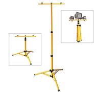 Fiqops Trépied télescopique pour projecteur de chantier - En acier - Pour 1 ou 2 spots - Réglable en hauteur jusqu'à 1,60 m - Couleur : jaune