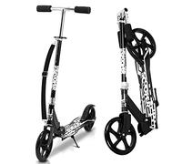 Fiqops Trottinette pour enfants à partir de 5 ans - 2 roues - Hauteur réglable - Grande roue de 205 mm - Avec sangle de transport - Jusqu'à 100 kg - Pour garçons et filles à partir de 5 ans - Noir