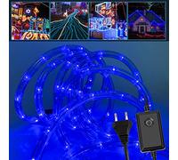 Fiqops Tube lumineux à LED, 20M Tuyau de lumière Flexible, Guirlande Lumineuses extérieur intérieur, 8 modes, Tube lumineux Etanche pour Jardin-bleu