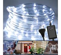 Fiqops Tube lumineux à LED, 50M Tuyau de lumière Flexible, Guirlande Lumineuses extérieur intérieur, 8 modes, Tube lumineux Etanche pour Jardin-blanc froid