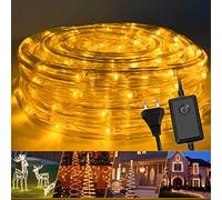 Fiqops Tube lumineux à LED, 50M Tuyau de lumière Flexible, Guirlande Lumineuses extérieur intérieur, 8 modes, Tube lumineux Etanche pour Jardin-Blanc chaud