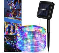 Fiqops Tuyau lumineux solaire filaire Jardin Chaîne lumineuse LED Tuyau lumineux-coloré-20m