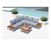 Concept Usine Salon de jardin Fira bas 5 places en aluminium gris et blanc