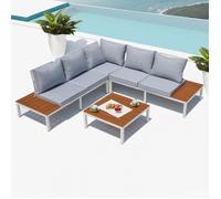 Fira, salon de jardin en aluminium Blanc & Gris