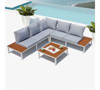 Fira, Salon De Jardin En Aluminium Blanc & Gris Blanc