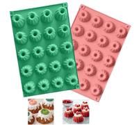 Firavggu 2 Pièce Mini Moule à Kougelhopf Silicone Moule Gâteau Gugelhupf 20 Capacité Antiadhésive Kouglof Moule Moule à Gâteau en Silicone pour Muffins Jello Gélatine Gâteau，(Vert, rose)
