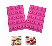 Firavggu 2 Pièce Mini Moule à Kougelhopf Silicone Moule Gâteau Gugelhupf 20 Capacité Antiadhésive Kouglof Moule Moule à Gâteau en Silicone pour Muffins Jello Gélatine Gâteau(rose foncé)