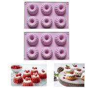 Firavggu 2 Pièces Mini Moule à Kougelhopf Silicone Antiadhésif 6 Capacités - Moule Gâteau Gugelhupf Kouglof pour Muffins Jello Gélatine (Violet Clair)