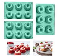 Firavggu 3 Pièce Mini Moule à Kougelhopf Silicone Moule Gâteau Gugelhupf 6 Capacité Antiadhésive Kouglof Moule Moule à Gâteau en Silicone pour Muffins Jello Gélatine Gâteau(Vert/3pcs)