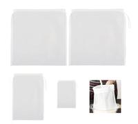 Firavggu 4 Pezzi Sacchetto Filtro per Straining, 120 Micro Mesh Strainer Bag Filtrante in Nylon Fine Panno Filtrante a Maglia con Coulisse Borsa per birra Homebrew per Frutta, Sidro, Uva, Vino