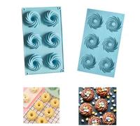 Firavggu Lot de 2 mini moules à kouglof en silicone en forme de spirale - 6 capacités - Petit moule à kouglof - Moule à gâteau - Spirale - Revêtement antiadhésif - Pour gâteaux, muffins, brownies