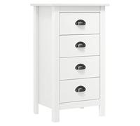 FIRBNUS 46 x 35 x 80 cm - Commode à 4 tiroirs - Buffet Hill - Pour salon, armoire à tiroirs, buffet, armoire de rangement - Blanc - Bois de pin massif