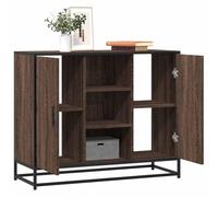 FIRBNUS Armoire de buffet - Buffet d'appoint - Armoire latérale - Meuble de rangement - Commode pour salon, chambre à coucher ou bureau - Style industriel - Marron - Aspect chêne - 92 x 35 x 76 cm