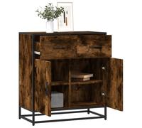 FIRBNUS Armoire de buffet - Buffet haut - Armoire latérale polyvalente - Meuble de rangement polyvalent - Pour salon, chambre à coucher ou bureau - Style industriel - Chêne fumé - 68 x 35 x 76 cm