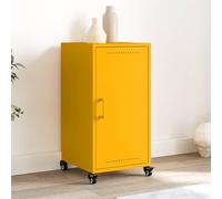 FIRBNUS Armoire de buffet latérale avec roulettes - Polyvalente - Meuble de rangement pour salon, chambre à coucher ou bureau - Style industriel - Jaune moutarde - 36 x 39 x 72 cm
