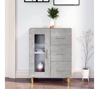 FIRBNUS Buffet 69.5x34x90cm Crédences Salon Classique Armoire Console Commode Entrée Vaisselier Chambre à Coucher Meuble de Bureau Dispose de 1 Porte et de 3 Tiroirs Gris Béton Bois d'ingénierie