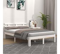 FIRBNUS Cadre de Lit Lit D'invité en Bois Décoration de Chambre à Coucher Design Simple mais Intemporel Blanc 205,5x153,5x69,5 cm