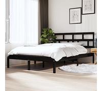 FIRBNUS Cadre de lit noir en bois massif de pin, 140 x 190 cm, cadre pour lit simple, lit simple, cadre pour lit, structures, lit simple, lits simples