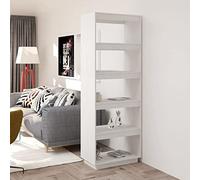 FIRBNUS Étagère à Livres Blanc 60x35x167 cm Pin Massif Bibliothèque Salon Offre Grand Espace de Rangement Magazines DVD Étagère Polyvalente Cloison de Séparation de Pièce Couloir