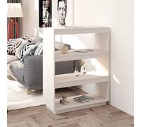 FIRBNUS Étagère à Livres Blanc 80x35x103 cm Bois de Pin Massif Bibliothèque Salon Offre Grand Espace de Rangement Magazines DVD Étagère Polyvalente Cloison de Séparation de Pièce Couloir