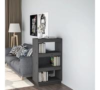 FIRBNUS Étagère à Livres Gris 60x35x103 cm Bois de Pin Massif Bibliothèque Salon Offre Grand Espace de Rangement Magazines DVD Étagère Polyvalente Cloison de Séparation de Pièce Couloir
