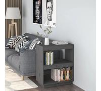 FIRBNUS Étagère à Livres Gris 60x35x71 cm Bois de Pin Massif Bibliothèque Salon Offre Grand Espace de Rangement Magazines DVD Étagère Polyvalente Cloison de Séparation de Pièce Couloir