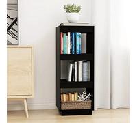 FIRBNUS Étagère à Livres Noir 40x35x103 cm Pin Massif Bibliothèque Salon Offre Grand Espace de Rangement Magazines DVD Étagère Polyvalente Cloison de Séparation de Pièce Couloir