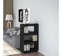 FIRBNUS Étagère à Livres Noir 60x35x103 cm Bois de Pin Massif Bibliothèque Salon Offre Grand Espace de Rangement Magazines DVD Étagère Polyvalente Cloison de Séparation de Pièce Couloir
