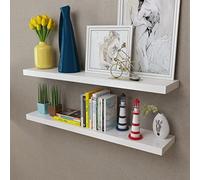 FIRBNUS Étagères murales 100 x 20 x 3,8 cm 2 pièces Blanc MDF Étagère murale pour salon avec système pour ranger les objets étagères flottantes pour récompenses livres, objets de collection ornements