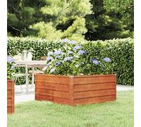 FIRBNUS Jardinière Extérieure Rouillé 100x100x45 cm Acier Corten Lit Surélevé de Balcon Anti-corrosif Pot de Jardin Pliage sûr des Bords Mobilier de Patio Suffisamment Profonde Large Cultiver Fleurs