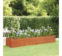 FIRBNUS Jardinière Extérieure Rouillé 320x80x45 cm Acier Corten Lit Surélevé de Balcon Anti-corrosif Pot de Jardin Pliage sûr des Bords Mobilier de Patio Suffisamment Profonde Large Cultiver Fleurs