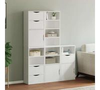 FIRBNUS Lot de 5 armoires de buffet - Meuble de rangement - Armoire latérale - Commode pour salon, chambre à coucher ou bureau - Design modulaire - Blanc - 40 x 24 x 79 cm