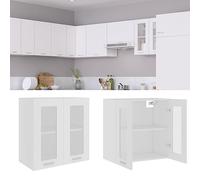 FIRBNUS Meuble de Cuisine Armoire en Verre Suspendue Blanc 60x31x60 cm Aggloméré Armoire de Rangement Grande Capacité Largement Utilisée dans Restaurants Hôtels Lieu de Travail