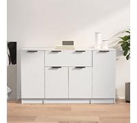 FIRBNUS Meuble d'entrée de salle 30 x 30 x 70 cm 3 pièces Buffet avec tiroirs Buffet Meuble de salon de cuisine Buffet Blanc