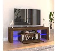FIRBNUS Meuble TV avec Lumières LED Chêne Marron 120x35x40 cm Bois d'ingénierie Armoire Média Salon Amplement d’Espace pour Garder et Organiser Lecteur DVD Console de Jeu Appareil de Streaming