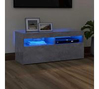 FIRBNUS Meuble TV Table Basse Meuble Stéréo avec Éclairage LED Décoration Intérieure pour Salon ou Chambre à Coucher Design Tendance et Pratique Gris Béton 90x35x40 cm