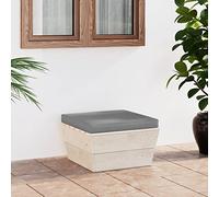 FIRBNUS Ottomana de jardin sur palettes avec coussins gris, 60 x 60 x 30 cm, chaise de jardin, chaises extérieures, chaises de salon de jardin extérieur en bois de sapin